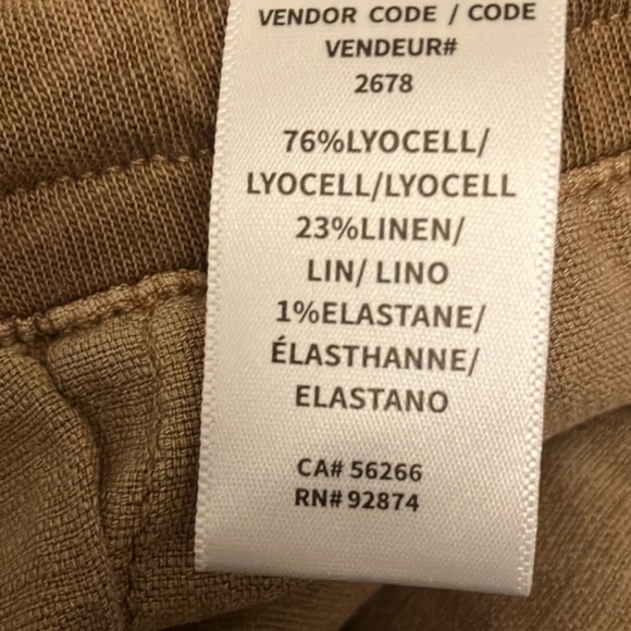 Splendid: Light Khaki Linen Blend Tapered Leg- Tie Front- pockets- M - Picture 6 of 16